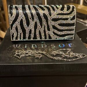 Windsor Sparkling Zebra Clutch